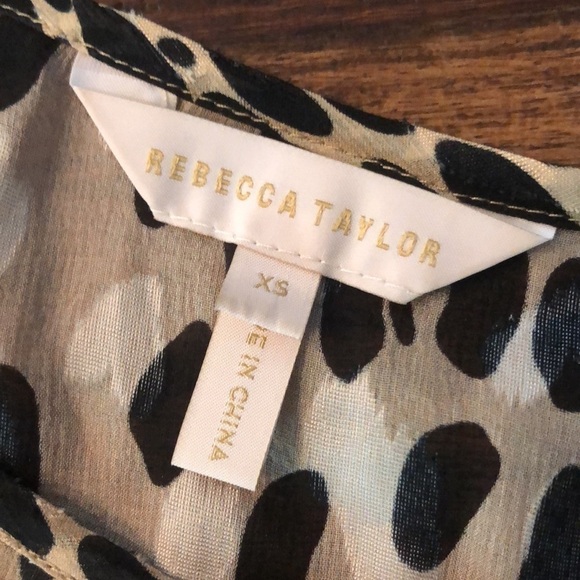 Rebecca Taylor Pebbled Leopard Silk Blend Top XS - Picture 3 of 6